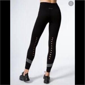 Skinny Second Skin Pants Black Leggings Round Row of Holes as A back seat